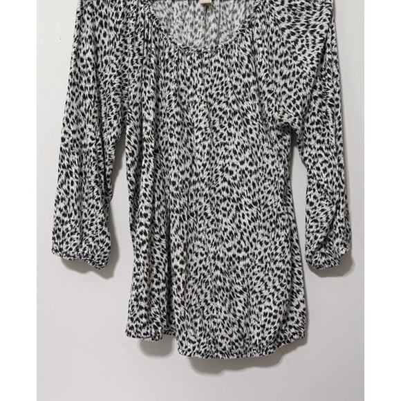 MICHAEL Michael Kors Peasant Blouse Leopard Print Black Women's Size L Shirt - Picture 6 of 9